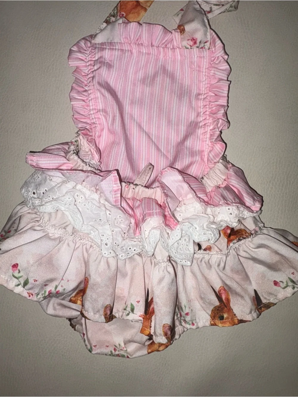 Pink Baby Bunny Floral Ruffle Baby Romper